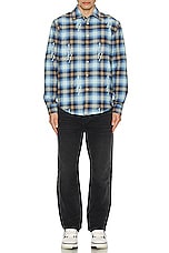 Amiri Staggered Plaid Flannel in Legion Blue, view 5, click to view large image.