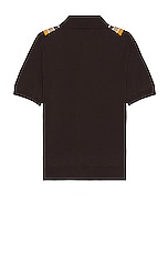 Amiri Stack Stripe Short Sleeve Polo in Brown, view 2, click to view large image.