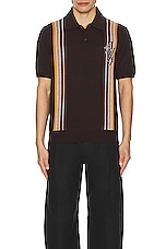 Amiri Stack Stripe Short Sleeve Polo in Brown, view 4, click to view large image.