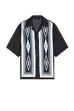 Amiri Diamond Bowling Shirt in Black, view 1, click to view large image.