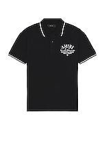 Amiri Arts District Pique Polo in Black, view 1, click to view large image.