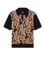 Amiri Repeat Short Sleeve Polo in Black, view 1, click to view large image.