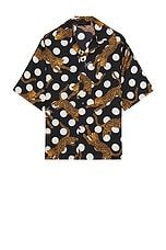 Amiri Leopard Polka Dots Bowling Shirt in Black, view 1, click to view large image.