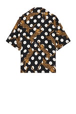 Amiri Leopard Polka Dots Bowling Shirt in Black, view 2, click to view large image.