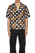 Amiri Leopard Polka Dots Bowling Shirt in Black, view 3, click to view large image.