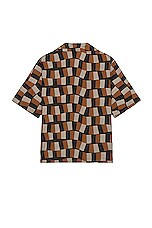 Amiri Checkered Snake Poplin Shirt in Brown, view 2, click to view large image.