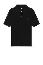 Amiri Stack Short Sleeve Polo in Black, view 1, click to view large image.