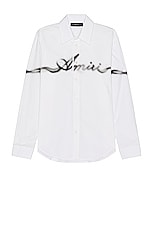 Amiri Smoke Shirt in White, view 1, click to view large image.