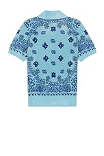 Amiri Bandana Short Sleeve Polo in Air Blue, view 2, click to view large image.