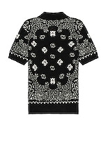 Amiri Bandana Short Sleeve Polo in Black, view 2, click to view large image.