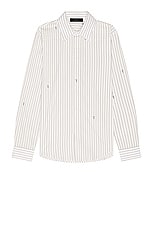 Amiri Stack Pinstripe Shirt in White, view 1, click to view large image.