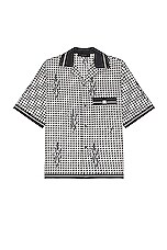 Amiri Houndstooth Poplin Shirt in Black, view 1, click to view large image.