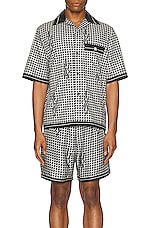 Amiri Houndstooth Poplin Shirt in Black, view 4, click to view large image.