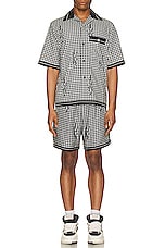 Amiri Houndstooth Poplin Shirt in Black, view 5, click to view large image.