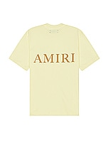 Amiri MA Logo Tee in French Vanilla, view 1, click to view large image.