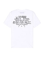 Amiri Cherub Text Tee in White, view 1, click to view large image.