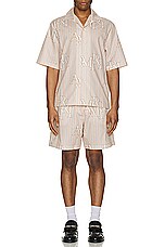 Amiri Stripe Staggered Poplin Short Sleeve Shirt in Cream Tan, view 5, click to view large image.