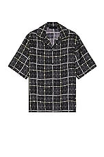 Amiri Charm Check Bowling Shirt in Black, view 1, click to view large image.