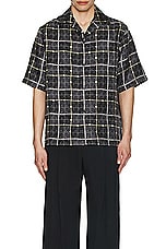 Amiri Charm Check Bowling Shirt in Black, view 4, click to view large image.