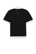 Amiri Waffle Stitch Polo in Black, view 2, click to view large image.