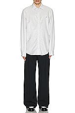 Amiri Crowded Stripe Poplin Shirt in Grey, view 5, click to view large image.