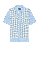 Amiri Silk Woven Combo Polo in Blue, view 1, click to view large image.