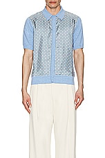 Amiri Silk Woven Combo Polo in Blue, view 4, click to view large image.