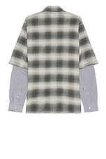 Amiri Double Sleeve Shadow Plaid Shirt in Black, view 2, click to view large image.