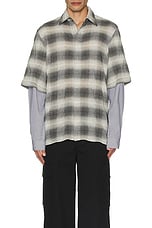 Amiri Double Sleeve Shadow Plaid Shirt in Black, view 4, click to view large image.