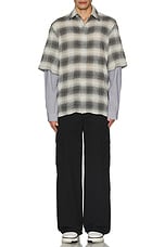 Amiri Double Sleeve Shadow Plaid Shirt in Black, view 5, click to view large image.