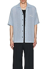 Amiri Open Shimmer Shirt in Ashley Blue, view 4, click to view large image.