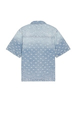 Amiri Bandana Jacquard Snap Short Sleeve Shirt in Perfect Indigo, view 2, click to view large image.