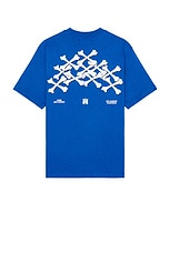 Amiri Bones Stacked Tee in Blue, view 1, click to view large image.