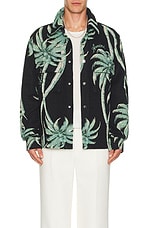 Amiri Palm Tapestry Overshirt in Black, view 3, click to view large image.