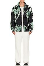 Amiri Palm Tapestry Overshirt in Black, view 4, click to view large image.