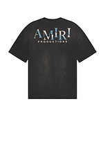 Amiri Theatre Masks Oversized Tee in Black, view 2, click to view large image.