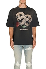 Amiri Theatre Masks Oversized Tee in Black, view 3, click to view large image.