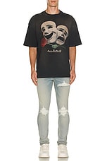 Amiri Theatre Masks Oversized Tee in Black, view 4, click to view large image.