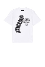 Amiri Film Shotgun Tee in White, view 1, click to view large image.