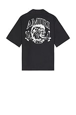 Amiri Lion Outline Camp Shirt in Black, view 1, click to view large image.