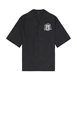 Amiri Lion Outline Camp Shirt in Black, view 2, click to view large image.