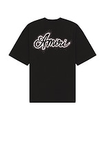 Amiri Crystal Burst MA Swirl Tee in Black, view 1, click to view large image.