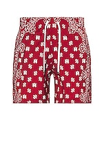 Amiri Bandana Paisley Swim Trunk in Red, view 1, click to view large image.