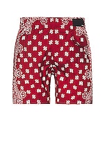 Amiri Bandana Paisley Swim Trunk in Red, view 2, click to view large image.