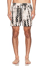 Amiri Bleached Ma Paisley Swim Trunk in Black, view 3, click to view large image.