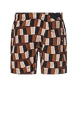 Amiri Checkered Snake Swim Trunks in Brown, view 2, click to view large image.