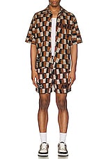 Amiri Checkered Snake Swim Trunks in Brown, view 5, click to view large image.