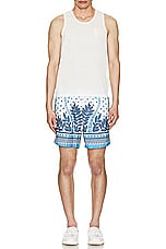 Amiri Palm Tree Swim Trunk in Ashley Blue, view 5, click to view large image.