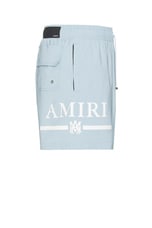 Amiri Ma Bar Logo Swim Trunk in Ashley Blue, view 3, click to view large image.