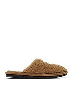 Amiri MA Shearling Lux Slipper in Tan, view 1, click to view large image.